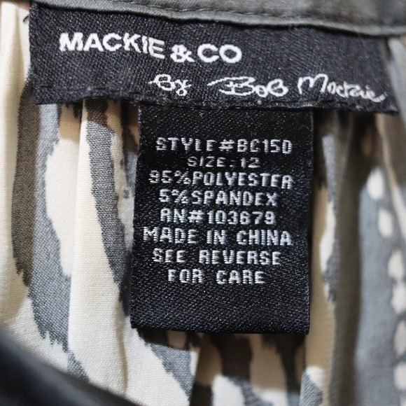 Bob Mackie Gray Cream Floral Top Pussycat Bow 12 Elegant Vintage Statement - Picture 9 of 10